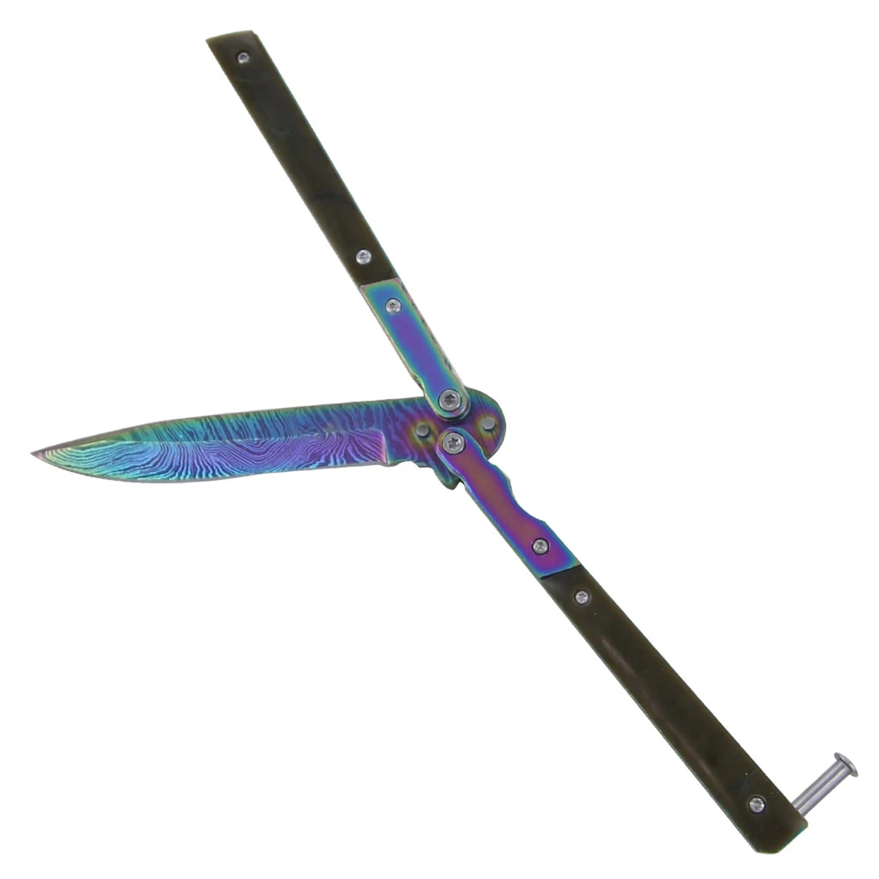 Damascus Steel Silent Highwayman Butterfly Knife 1 Damascus Steel Silent Highwayman Butterfly Knife