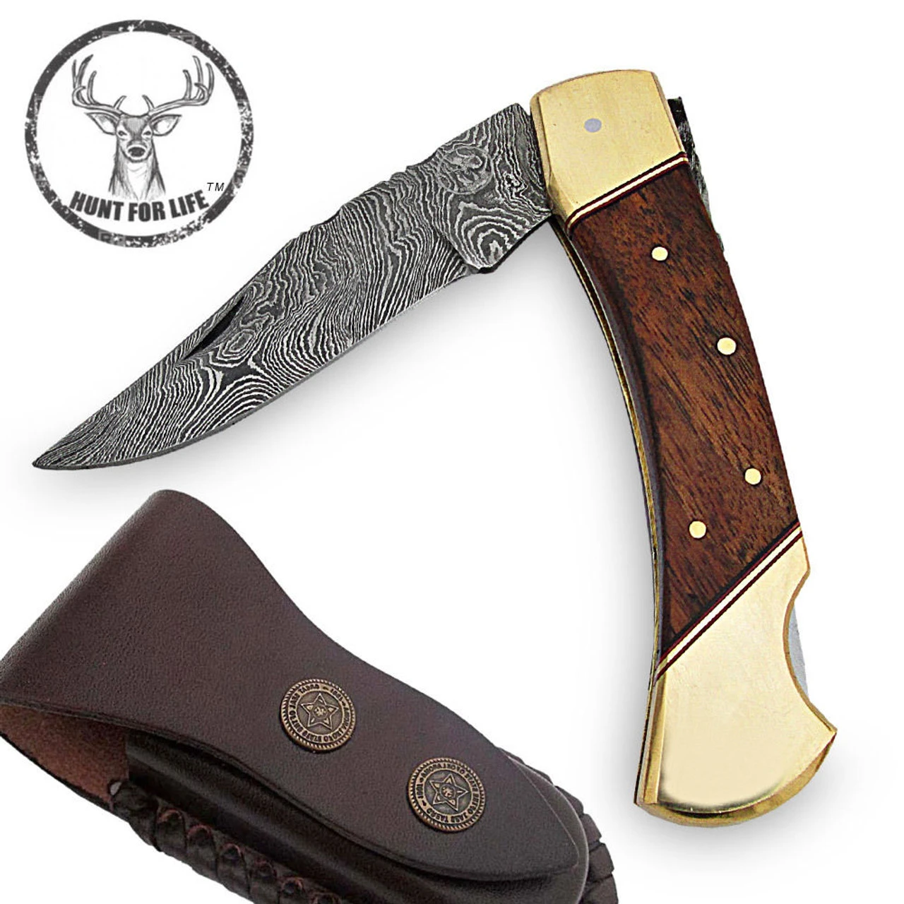 Hunt For Life Alpine Zone Damascus Steel Lockback Knife 3 Hunt For Life Alpine Zone Damascus Steel Lockback Knife - Image 3