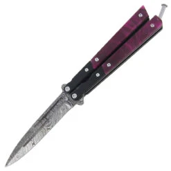 Heavy Duty Quiet Cabernet Damascus Butterfly Knife 5 Heavy Duty Quiet Cabernet Damascus Butterfly Knife -Daggers Store heavy duty quiet cabernet damascus butterfly knife 1 38968.1564504974