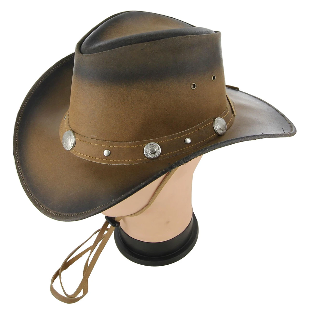 Buffalo Nickel Cowpuncher Leather Hat 4 Buffalo Nickel Cowpuncher Leather Hat - Image 4