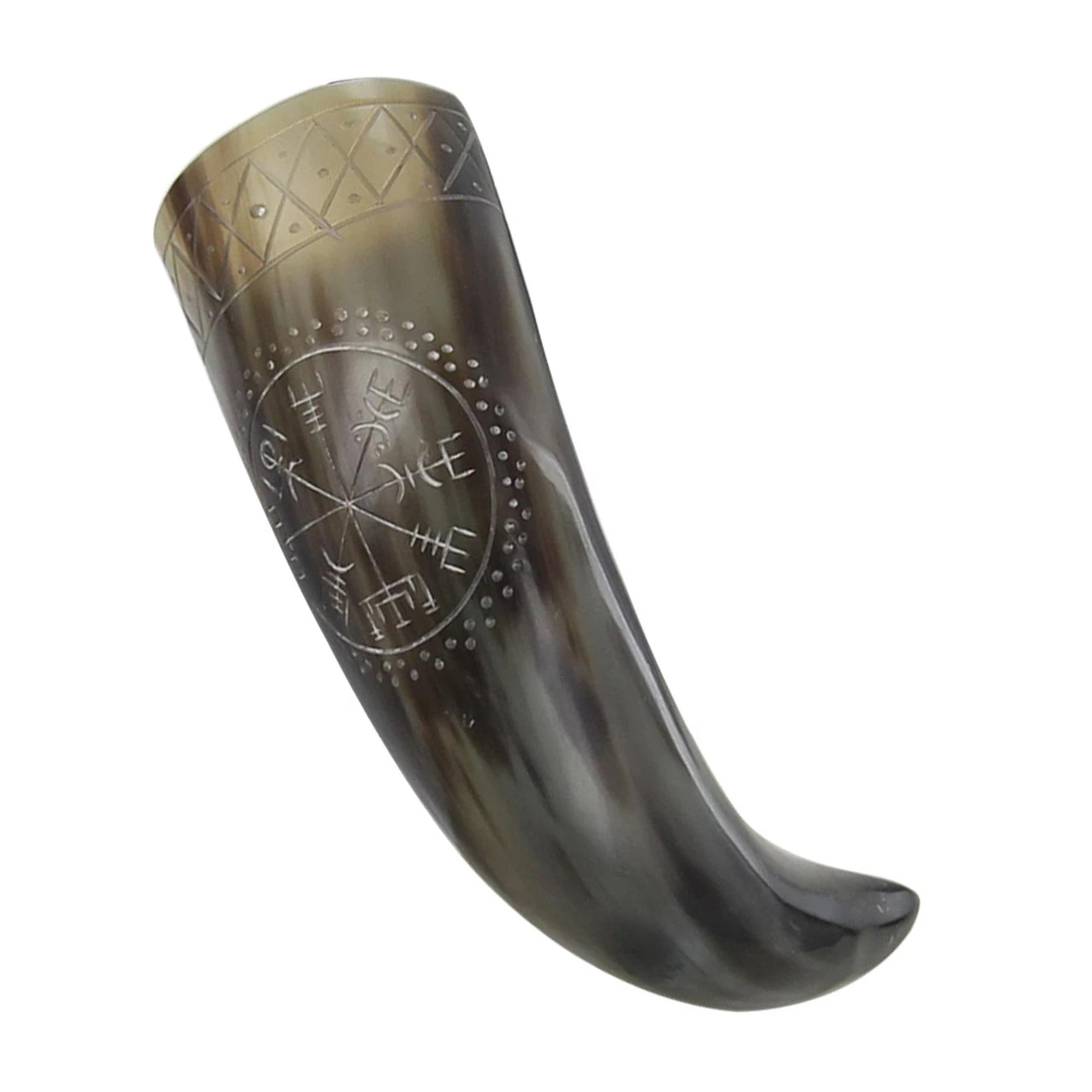 Norse Era Icelandic Vegvisir Engraved Drinking Horn 3 Norse Era Icelandic Vegvisir Engraved Drinking Horn - Image 3