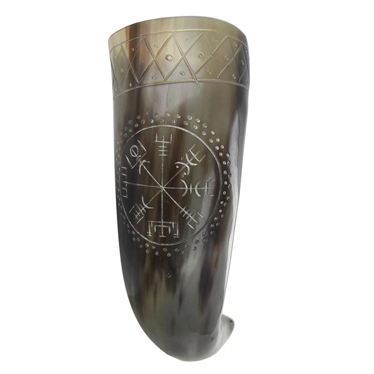 Norse Era Icelandic Vegvisir Engraved Drinking Horn 1 Norse Era Icelandic Vegvisir Engraved Drinking Horn