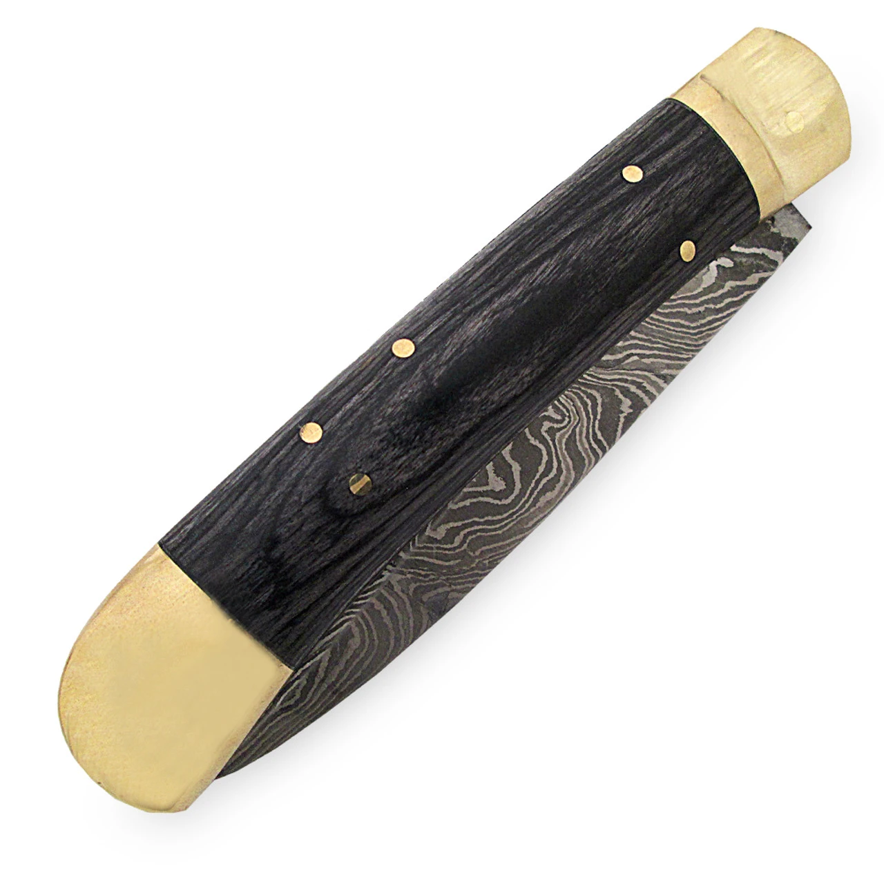 Weathered Ash Lever Lock Damascus Auto Knife 3 Weathered Ash Lever Lock Damascus Auto Knife - Image 3