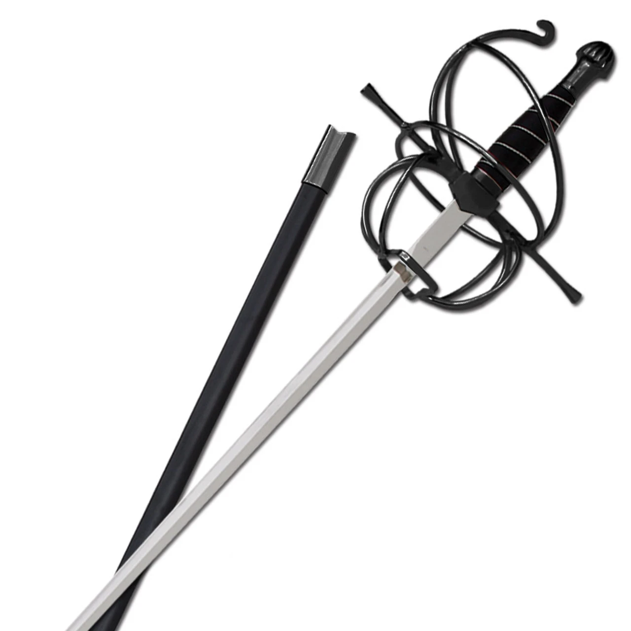 Rapier Spiral Swept Hilt Renaissance Sword Black 2 Rapier Spiral Swept Hilt Renaissance Sword Black - Image 2