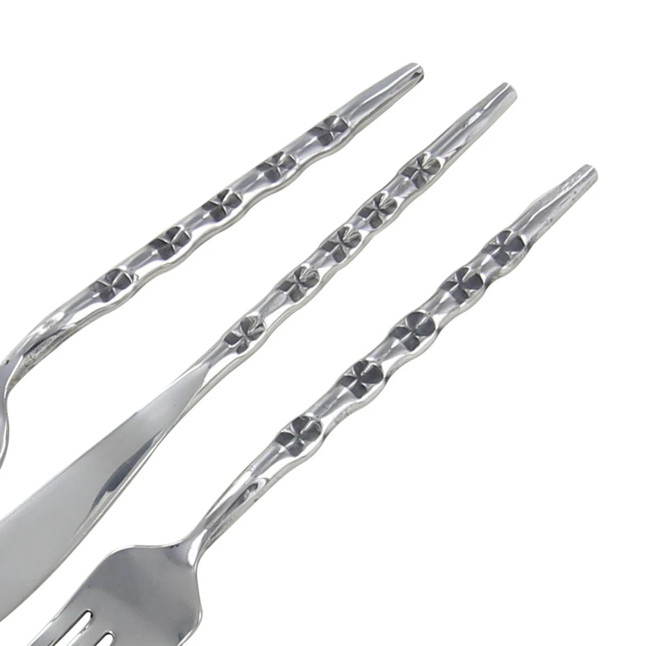 Medieval Stainless Steel Hand Forged Clover Design Cutlery Set 2 Medieval Stainless Steel Hand Forged Clover Design Cutlery Set - Image 2