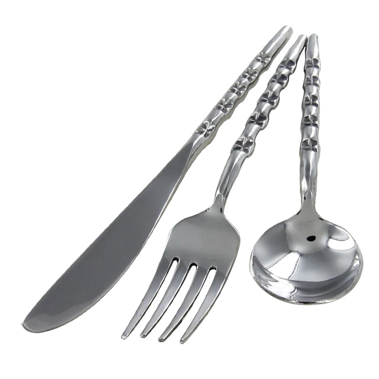 Medieval Stainless Steel Hand Forged Clover Design Cutlery Set 3 Medieval Stainless Steel Hand Forged Clover Design Cutlery Set - Image 3