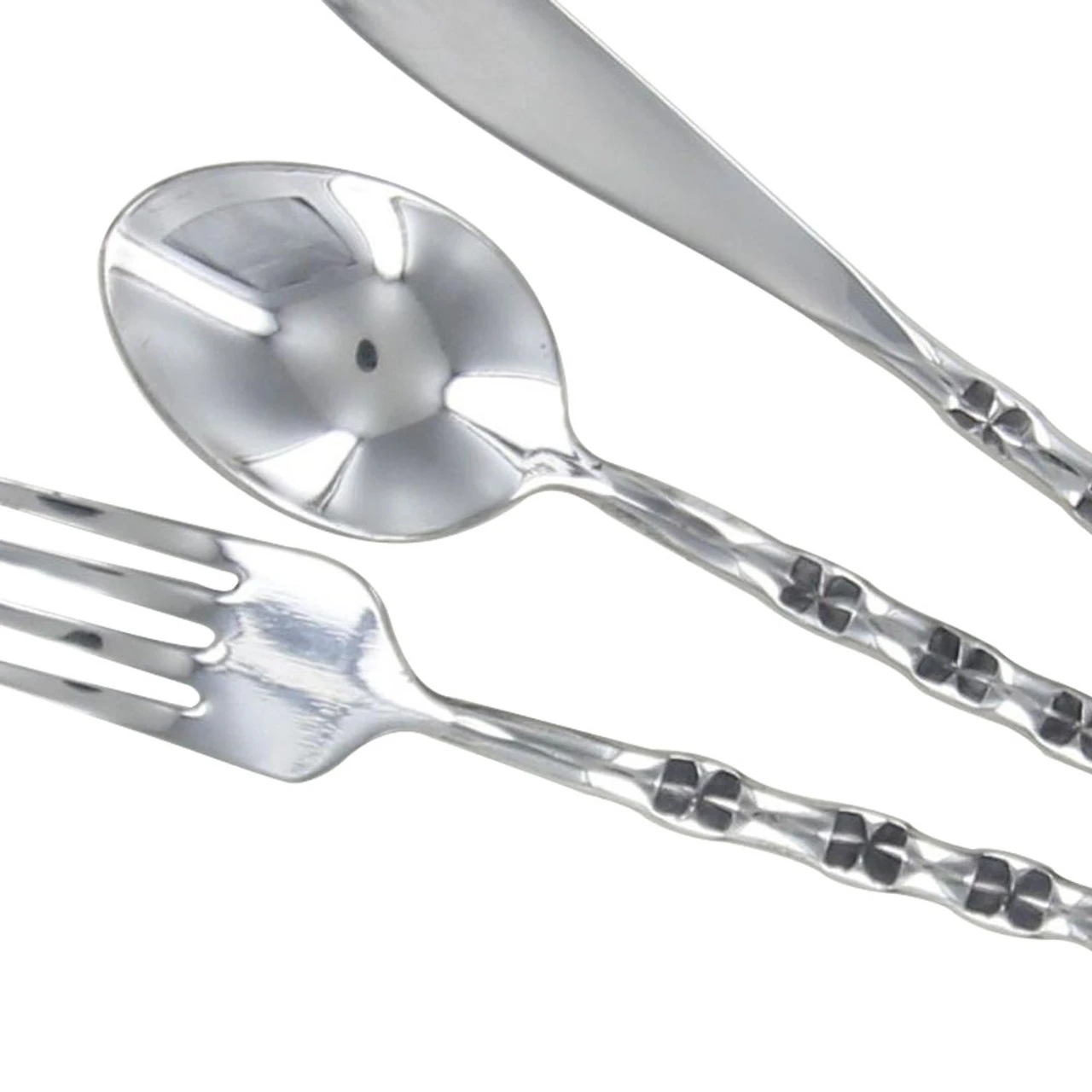 Medieval Stainless Steel Hand Forged Clover Design Cutlery Set 4 Medieval Stainless Steel Hand Forged Clover Design Cutlery Set - Image 4