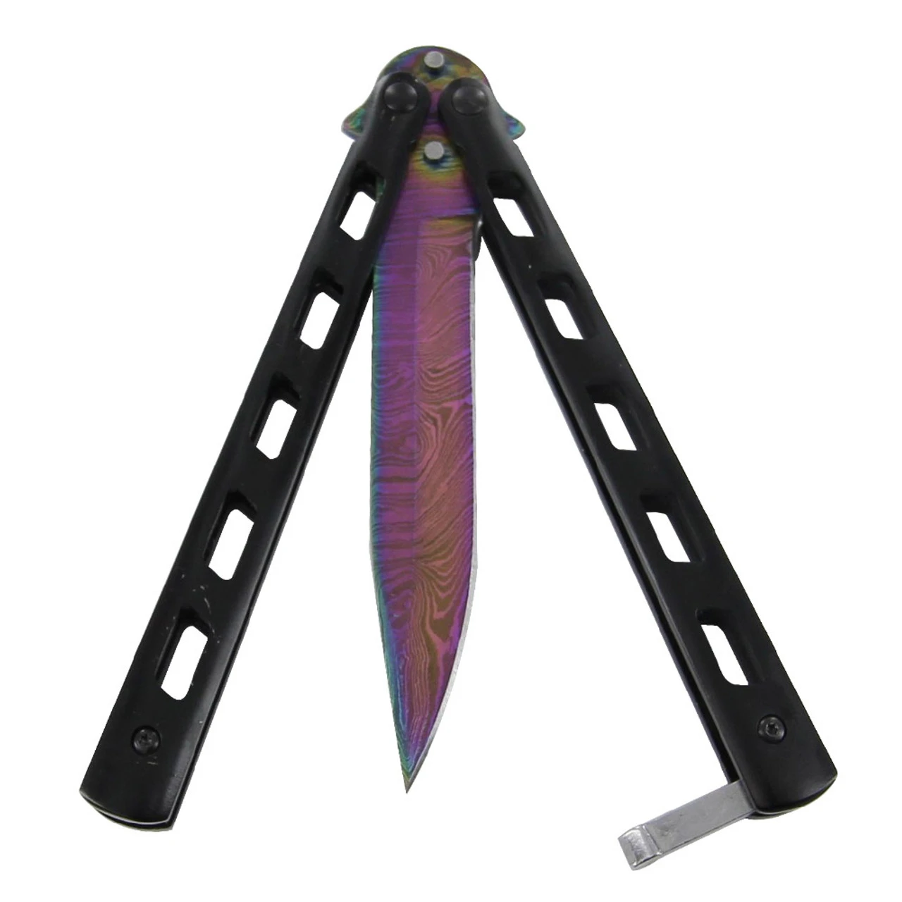 Damascus Steel Arc Flash Butterfly Knife 3 Damascus Steel Arc Flash Butterfly Knife - Image 3